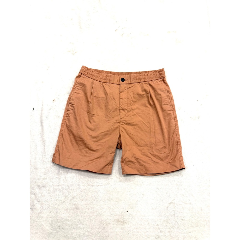 HM Mens Regular Fit Elastic Waist Stretch Twill Shorts Clay Orange Size Small